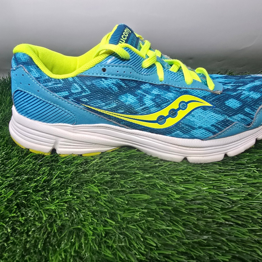 Saucony 8.5 Blue Sapphire Running Shoes Women S15220-2 Teal Lime Green Sneakers - Picture 6 of 10